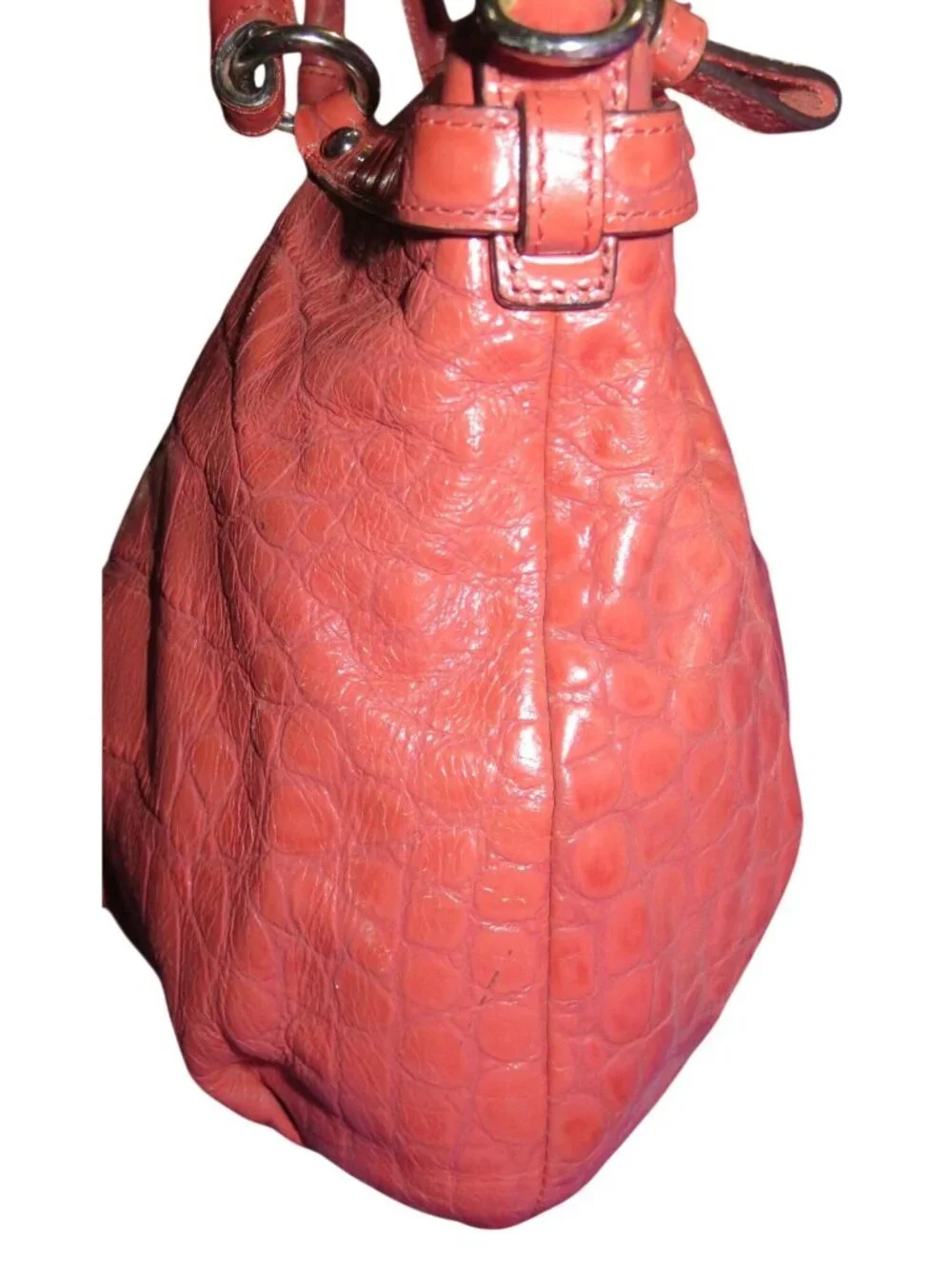 COACH 2013 Madison Lindsey Coral Croc Embossed Crossbody Satchel Full Zip 1941